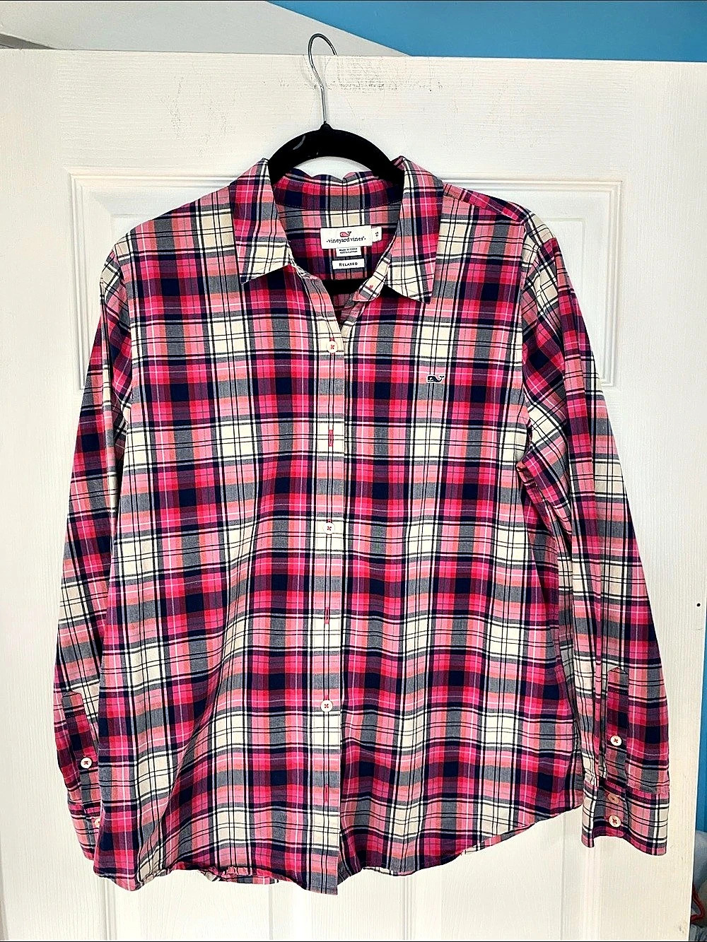 Vineyard Vines Women's Relaxed Plaid Button-Down Shirt size 12 great condition!